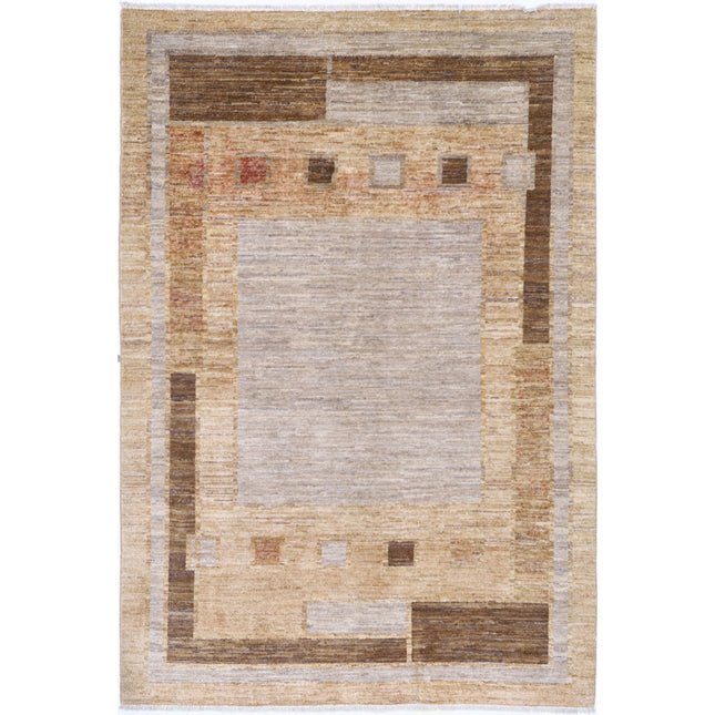 Modcar 3' 11" X 6' 0" Hand-Knotted Wool Rug 3' 11" X 6' 0" (119 X 183) / Brown / Grey