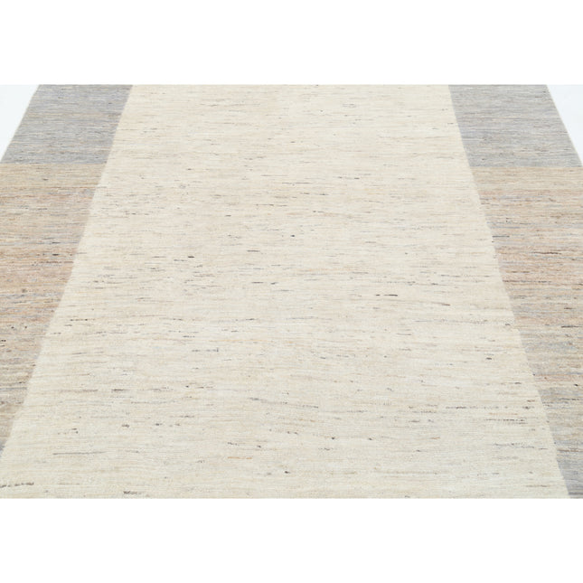 Modcar 6' 7" X 10' 4" Hand-Knotted Wool Rug 6' 7" X 10' 4" (201 X 315) / Ivory / Grey
