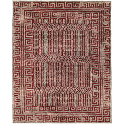 Modcar 7' 9" X 9' 6" Hand-Knotted Wool Rug 7' 9" X 9' 6" (236 X 290) / Grey / Red