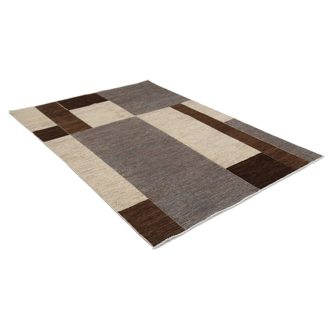 Modcar 5' 5" X 7' 7" Hand-Knotted Wool Rug 5' 5" X 7' 7" (165 X 231) / Grey / Brown