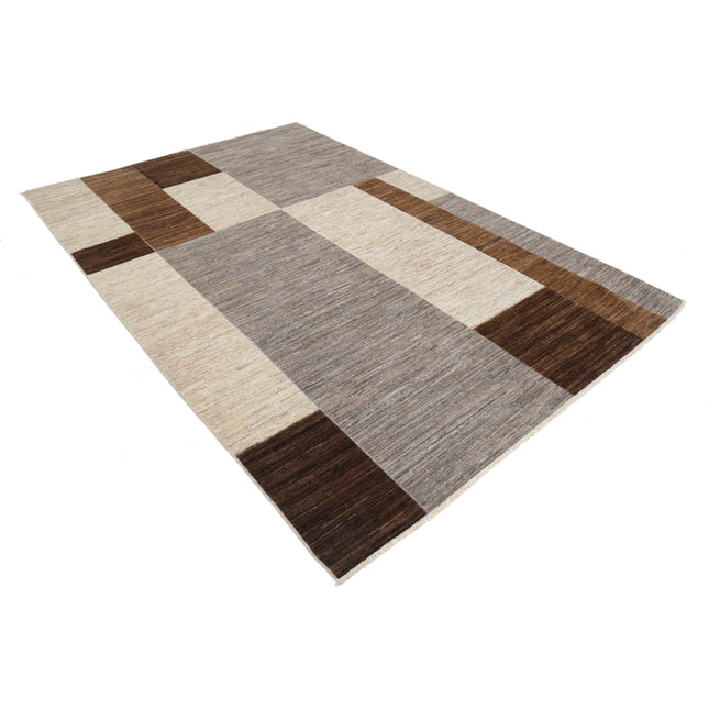 Modcar 6' 6" X 9' 6" Hand-Knotted Wool Rug 6' 6" X 9' 6" (198 X 290) / Grey / Brown