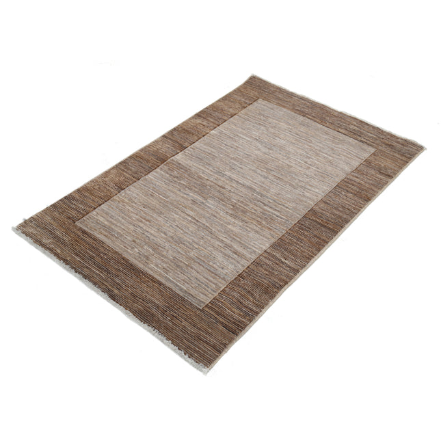 Modcar 3' 3" X 5' 0" Hand-Knotted Wool Rug 3' 3" X 5' 0" (99 X 152) / Brown / Brown