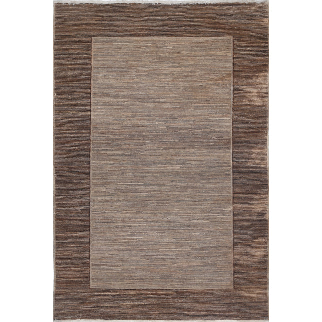 Modcar 3' 3" X 5' 0" Hand-Knotted Wool Rug 3' 3" X 5' 0" (99 X 152) / Brown / Brown