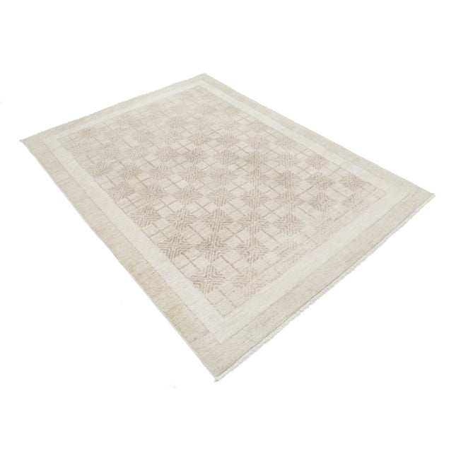 Modcar 4' 10" X 6' 5" Hand-Knotted Wool Rug 4' 10" X 6' 5" (147 X 196) / Ivory / Brown