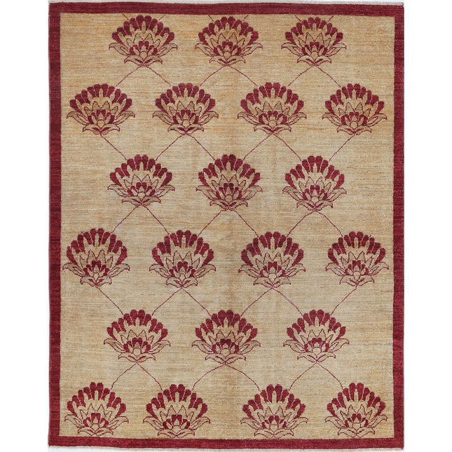 Modcar 5' 1" X 6' 4" Hand-Knotted Wool Rug 5' 1" X 6' 4" (155 X 193) / Gold / Red