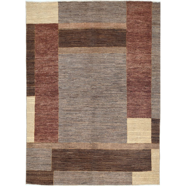 Modcar 5' 4" X 7' 4" Hand-Knotted Wool Rug 5' 4" X 7' 4" (163 X 224) / Grey / Brown