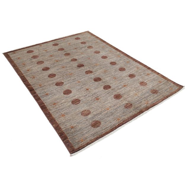 Modcar 5' 0" X 6' 5" Hand-Knotted Wool Rug 5' 0" X 6' 5" (152 X 196) / Grey / Brown