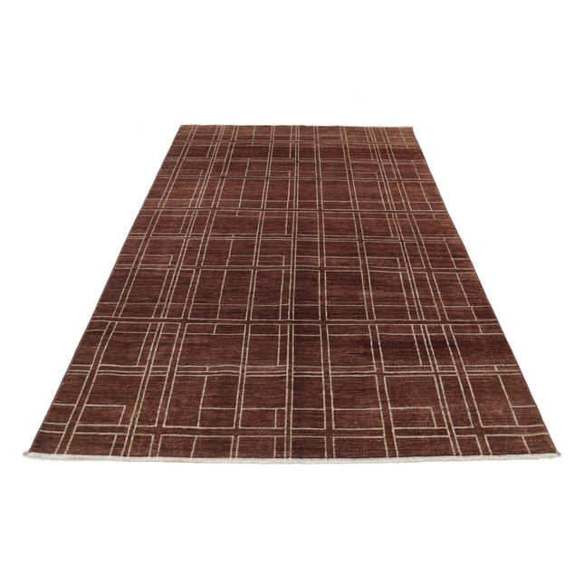 Modcar 5' 5" X 7' 11" Hand-Knotted Wool Rug 5' 5" X 7' 11" (165 X 241) / Brown / Brown