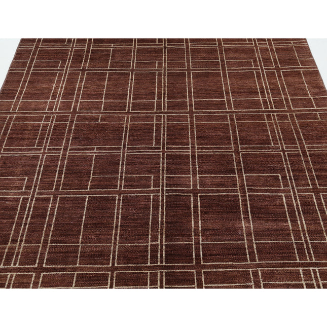Modcar 5' 5" X 7' 11" Hand-Knotted Wool Rug 5' 5" X 7' 11" (165 X 241) / Brown / Brown