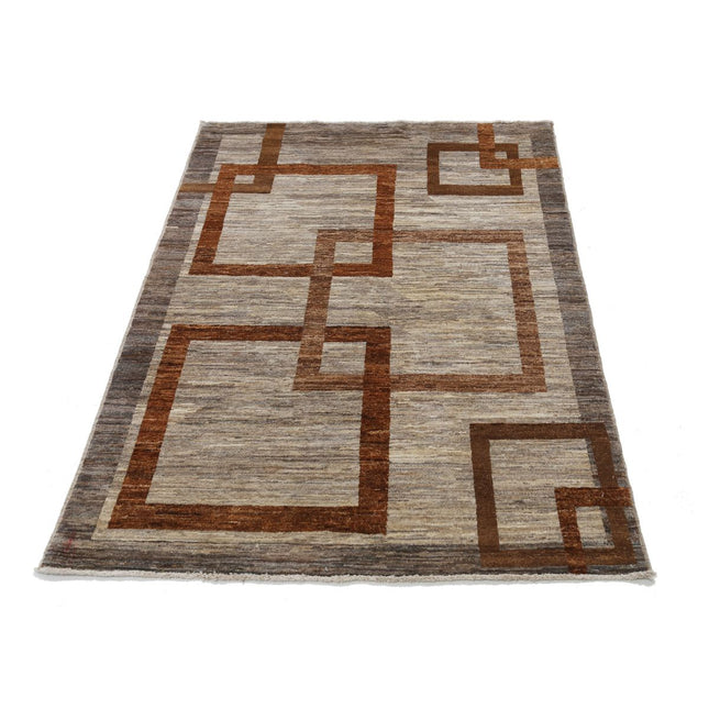 Modcar 3' 3" X 4' 11" Hand-Knotted Wool Rug 3' 3" X 4' 11" (99 X 150) / Grey / Brown