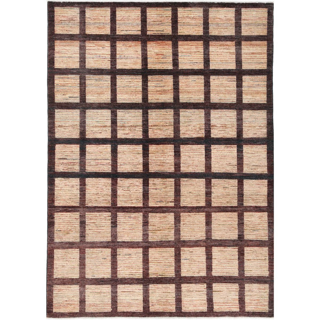 Modcar 5' 6" X 7' 7" Hand-Knotted Wool Rug 5' 6" X 7' 7" (168 X 231) / Brown / Multi