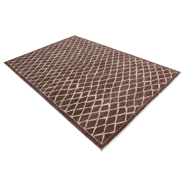 Modcar 5' 3" X 7' 7" Hand-Knotted Wool Rug 5' 3" X 7' 7" (160 X 231) / Brown / Brown