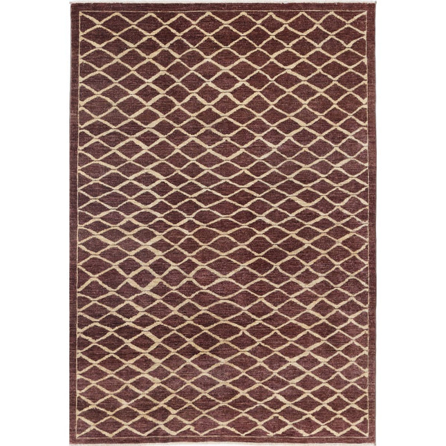 Modcar 5' 3" X 7' 7" Hand-Knotted Wool Rug 5' 3" X 7' 7" (160 X 231) / Brown / Brown