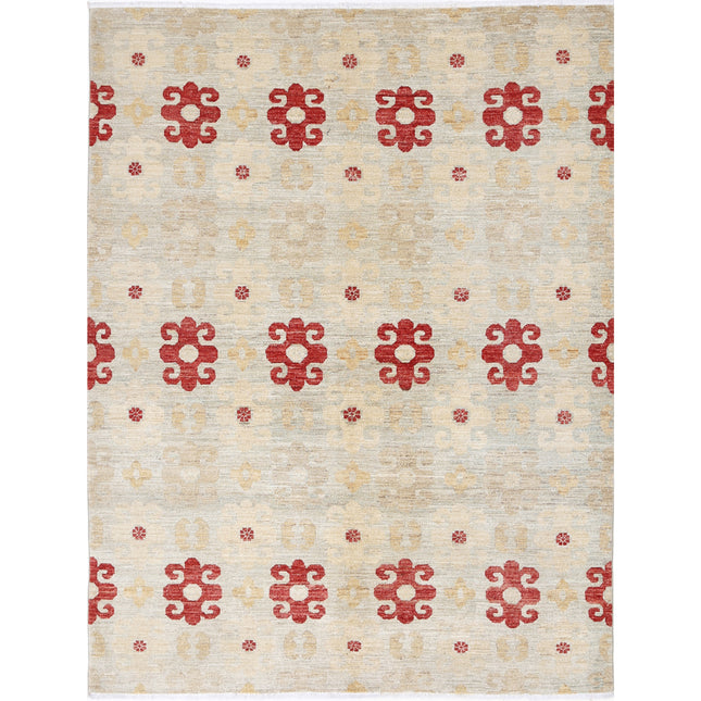 Modcar 5' 9" X 7' 8" Hand-Knotted Wool Rug 5' 9" X 7' 8" (175 X 234) / Blue / Red