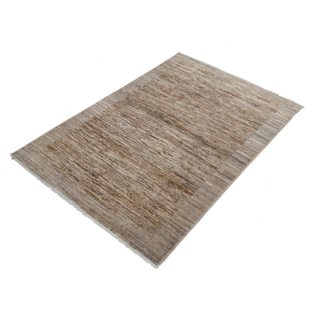 Modcar 3' 2" X 4' 8" Hand-Knotted Wool Rug 3' 2" X 4' 8" (97 X 142) / Grey / Brown
