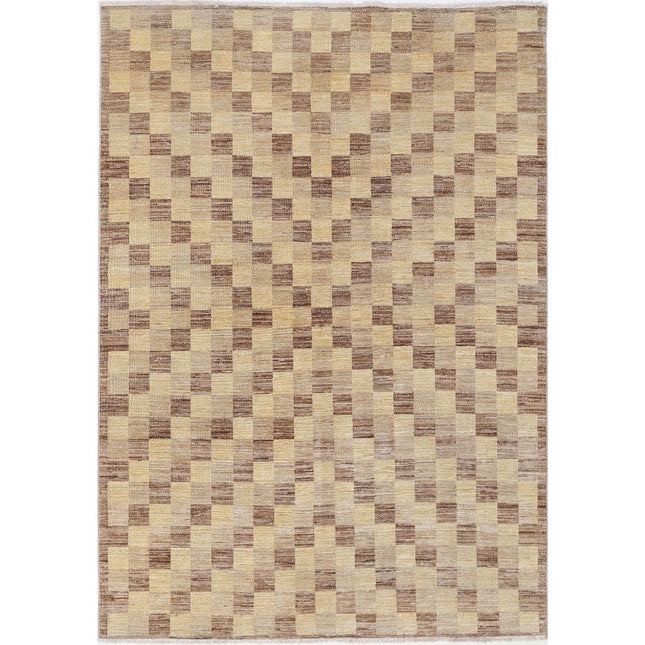 Modcar 5' 6" X 7' 10" Hand-Knotted Wool Rug 5' 6" X 7' 10" (168 X 239) / Brown / Brown