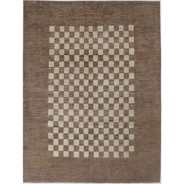 Modcar 8' 11" X 11' 7" Hand-Knotted Wool Rug 8' 11" X 11' 7" (272 X 353) / Brown / Brown