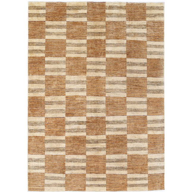 Modcar 5' 5" X 7' 7" Hand-Knotted Wool Rug 5' 5" X 7' 7" (165 X 231) / Ivory / Gold