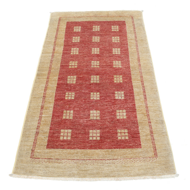 Modcar 2' 10" X 5' 3" Hand-Knotted Wool Rug 2' 10" X 5' 3" (86 X 160) / Red / Gold