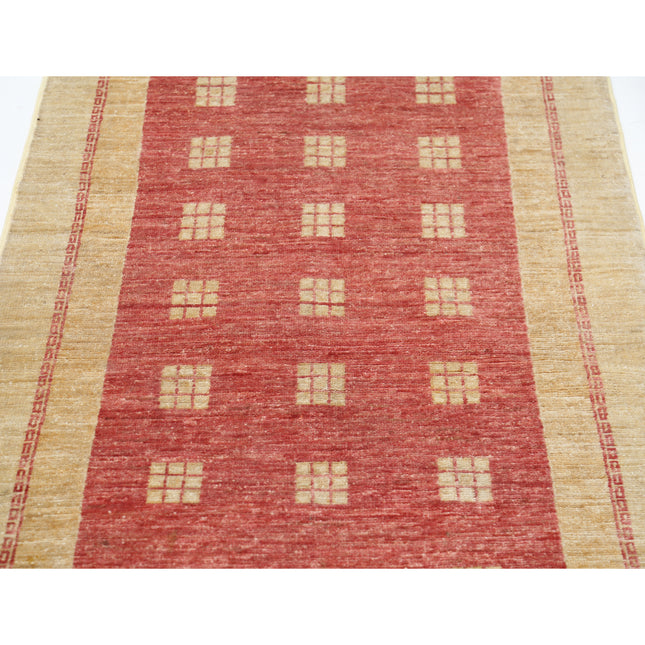 Modcar 2' 10" X 5' 3" Hand-Knotted Wool Rug 2' 10" X 5' 3" (86 X 160) / Red / Gold