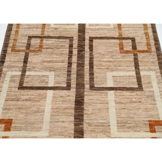 Modcar 3' 2" X 4' 3" Hand-Knotted Wool Rug 3' 2" X 4' 3" (97 X 130) / Brown / Brown