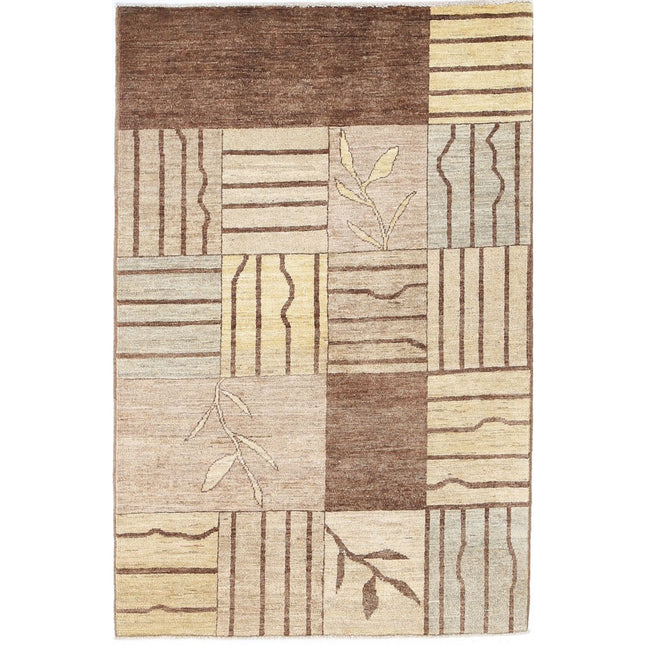 Modcar 3' 4" X 5' 1" Hand-Knotted Wool Rug 3' 4" X 5' 1" (102 X 155) / Brown / Brown