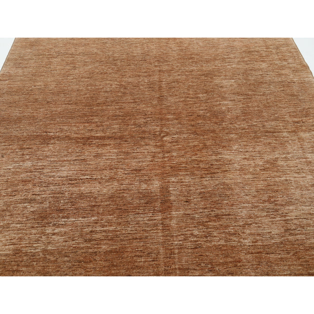 Modcar 6' 7" X 7' 8" Hand-Knotted Wool Rug 6' 7" X 7' 8" (201 X 234) / Brown / Brown