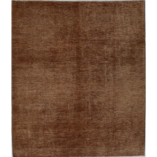 Modcar 6' 7" X 7' 8" Hand-Knotted Wool Rug 6' 7" X 7' 8" (201 X 234) / Brown / Brown