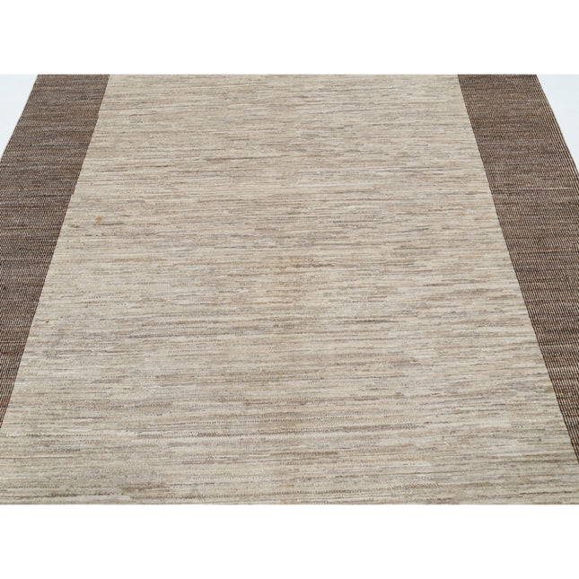 Modcar 6' 4" X 6' 11" Hand-Knotted Wool Rug 6' 4" X 6' 11" (193 X 211) / Brown / Grey