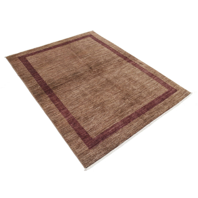 Modcar 4' 10" X 6' 3" Hand-Knotted Wool Rug 4' 10" X 6' 3" (147 X 191) / Brown / Brown