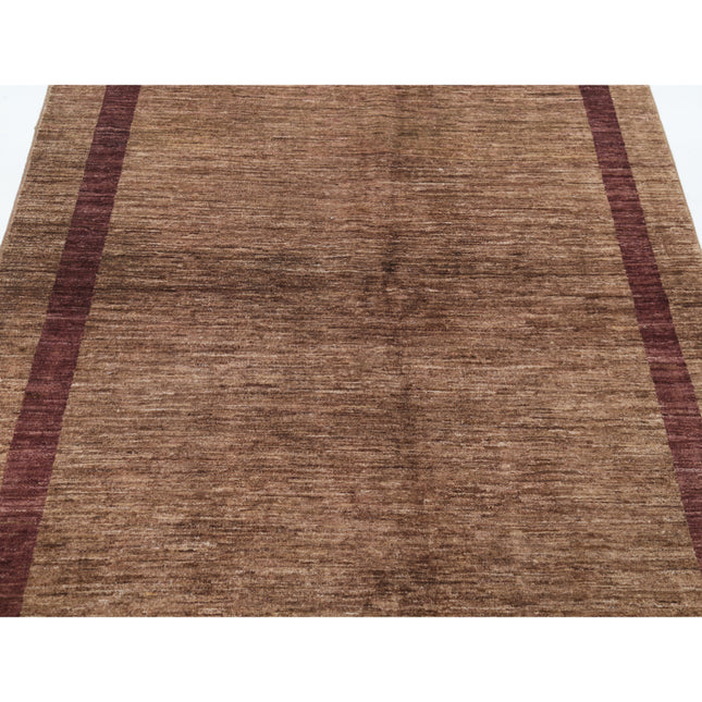 Modcar 4' 10" X 6' 3" Hand-Knotted Wool Rug 4' 10" X 6' 3" (147 X 191) / Brown / Brown