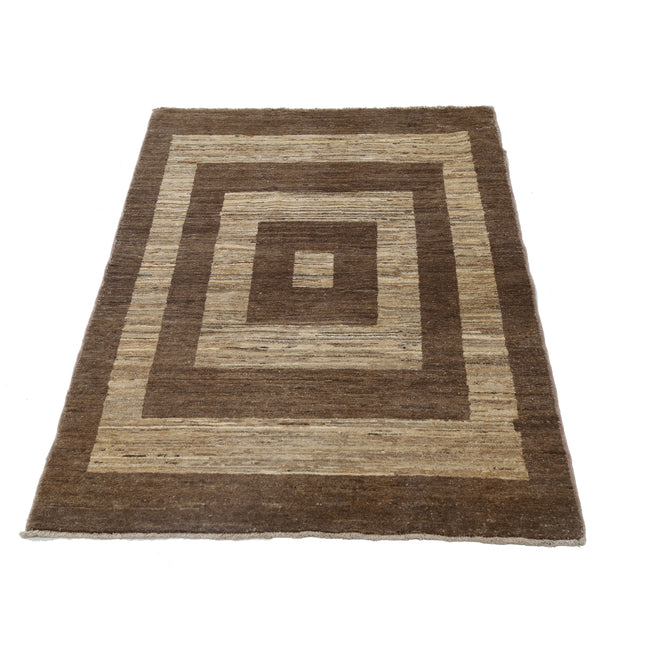 Modcar 3' 1" X 4' 7" Hand-Knotted Wool Rug 3' 1" X 4' 7" (94 X 140) / Brown / Brown