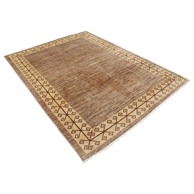 Modcar 6' 2" X 8' 1" Hand-Knotted Wool Rug 6' 2" X 8' 1" (188 X 246) / Brown / Brown