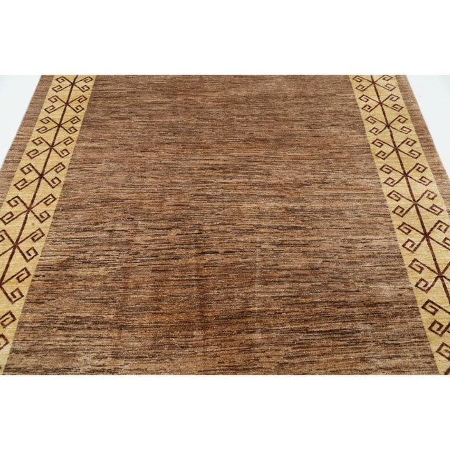 Modcar 6' 2" X 8' 1" Hand-Knotted Wool Rug 6' 2" X 8' 1" (188 X 246) / Brown / Brown