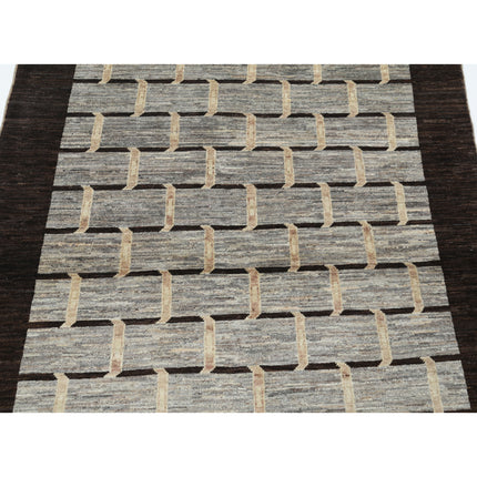 Modcar 3' 10" X 5' 9" Hand-Knotted Wool Rug 3' 10" X 5' 9" (117 X 175) / Grey / Brown