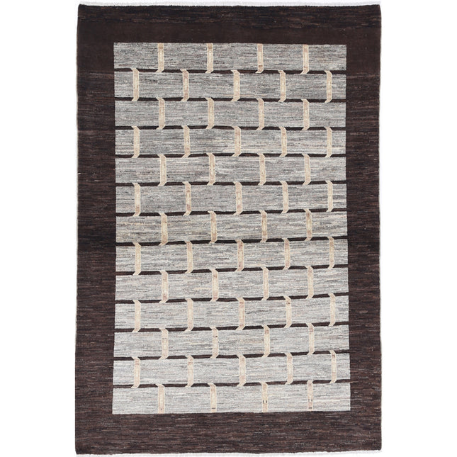 Modcar 3' 10" X 5' 9" Hand-Knotted Wool Rug 3' 10" X 5' 9" (117 X 175) / Grey / Brown