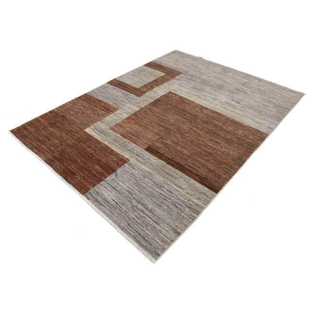 Modcar 5' 7" X 7' 6" Hand-Knotted Wool Rug 5' 7" X 7' 6" (170 X 229) / Brown / Brown