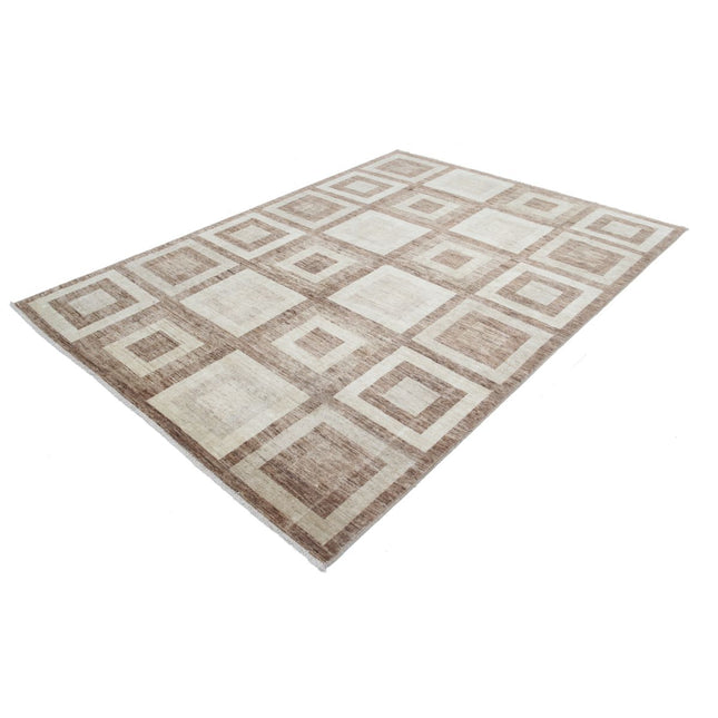 Modcar 6' 2" X 8' 4" Hand-Knotted Wool Rug 6' 2" X 8' 4" (188 X 254) / Brown / Brown