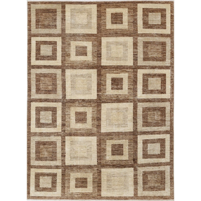 Modcar 6' 2" X 8' 4" Hand-Knotted Wool Rug 6' 2" X 8' 4" (188 X 254) / Brown / Brown