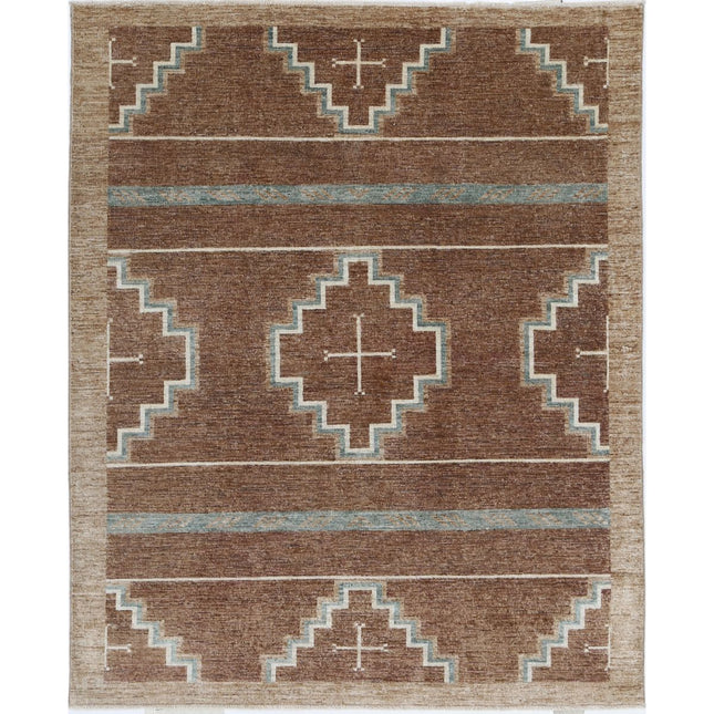 Modcar 5' 2" X 6' 4" Hand-Knotted Wool Rug 5' 2" X 6' 4" (157 X 193) / Brown / Brown
