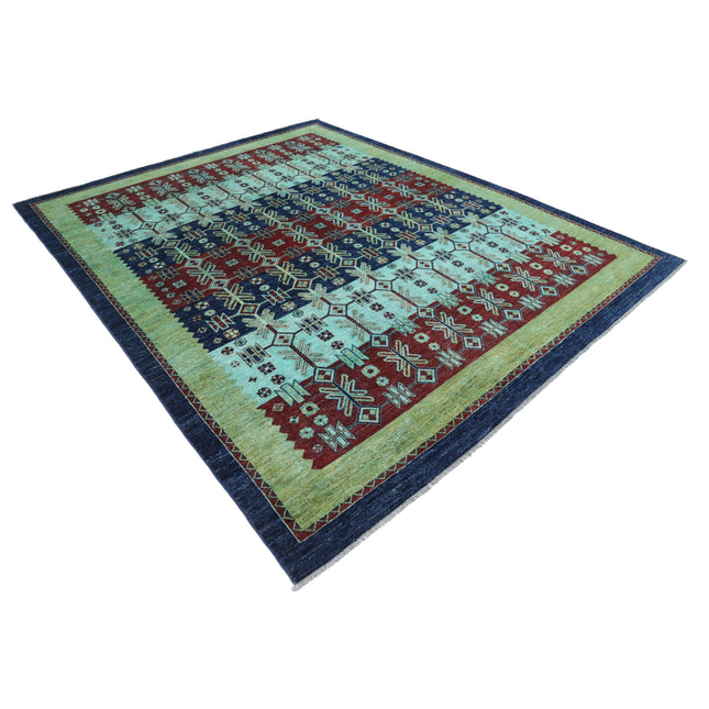 Modcar 8' 2" X 10' 0" Hand-Knotted Wool Rug 8' 2" X 10' 0" (249 X 305) / Blue / Red