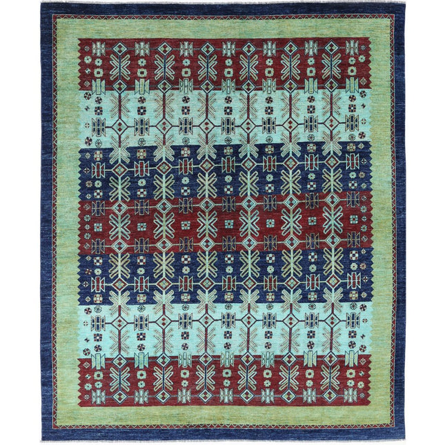 Modcar 8' 2" X 10' 0" Hand-Knotted Wool Rug 8' 2" X 10' 0" (249 X 305) / Blue / Red