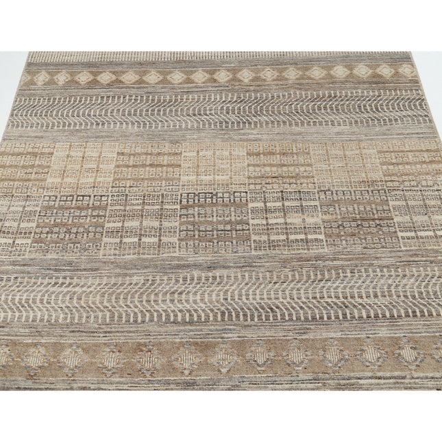 Modcar 4' 10" X 6' 1" Hand-Knotted Wool Rug 4' 10" X 6' 1" (147 X 185) / Grey / Brown