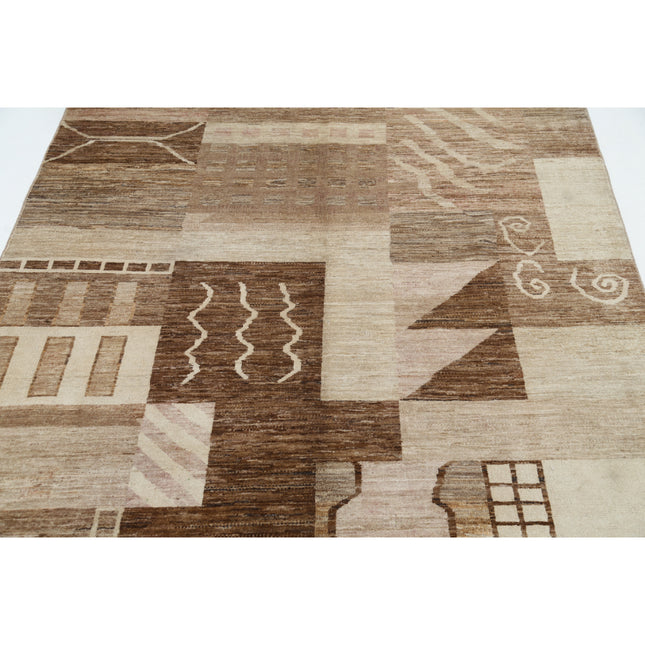 Modcar 5' 0" X 6' 4" Hand-Knotted Wool Rug 5' 0" X 6' 4" (152 X 193) / Brown / Brown