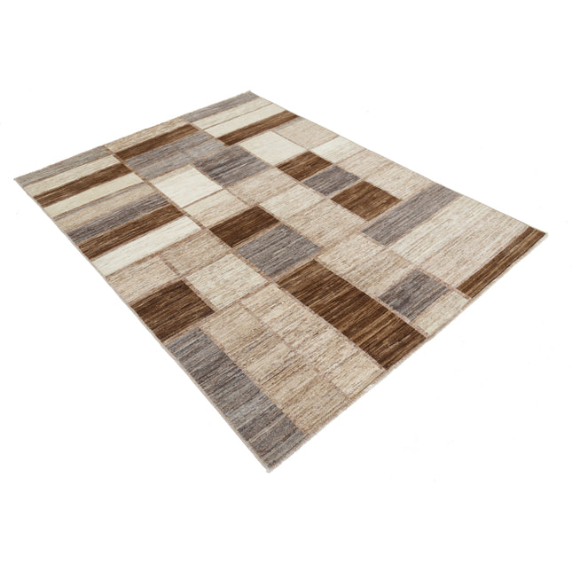 Modcar 5' 0" X 6' 7" Hand-Knotted Wool Rug 5' 0" X 6' 7" (152 X 201) / Brown / Grey