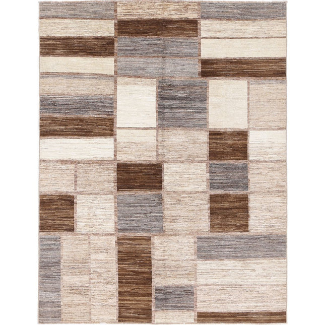 Modcar 5' 0" X 6' 7" Hand-Knotted Wool Rug 5' 0" X 6' 7" (152 X 201) / Brown / Grey
