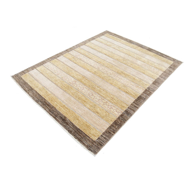 Modcar 4' 10" X 6' 2" Hand-Knotted Wool Rug 4' 10" X 6' 2" (147 X 188) / Gold / Brown