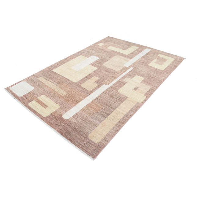 Modcar 5' 5" X 8' 0" Hand-Knotted Wool Rug 5' 5" X 8' 0" (165 X 244) / Brown / Brown