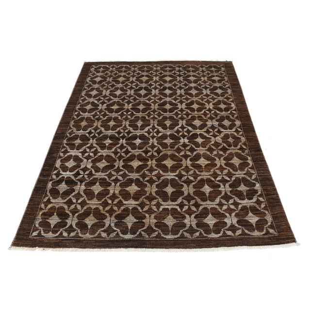 Modcar 4' 11" X 6' 4" Hand-Knotted Wool Rug 4' 11" X 6' 4" (150 X 193) / Brown / Brown