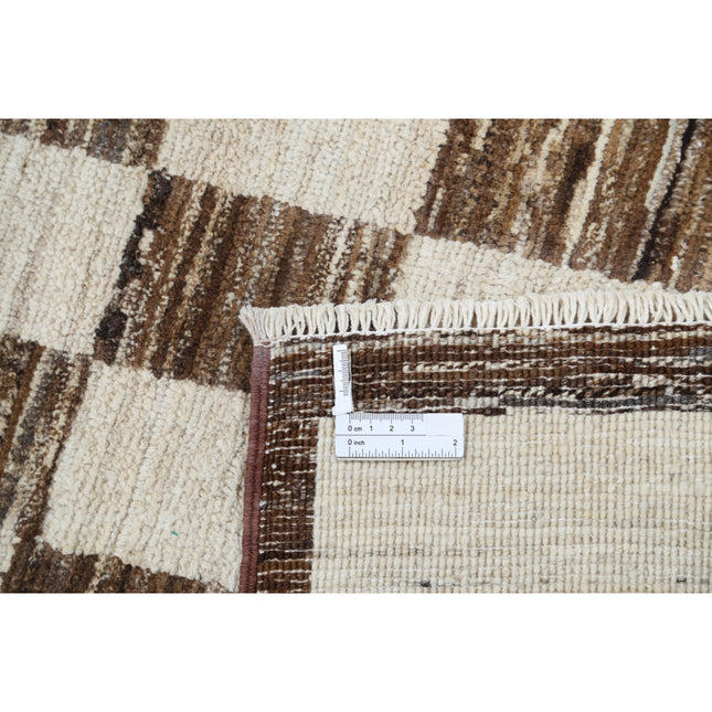 Modcar 6' 2" X 9' 5" Hand-Knotted Wool Rug 6' 2" X 9' 5" (188 X 287) / Brown / Ivory